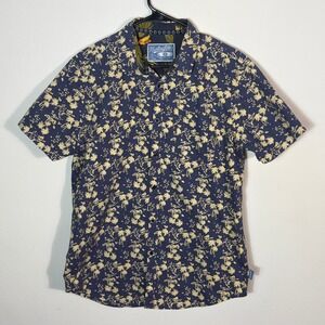 Huntington Beach‎ Club Mens Button Down Shirt Palm Tree Print Blue Size Large